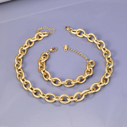 Wholesale Jewelry Elegant Simple Style Solid Color 304 Stainless Steel Titanium Steel 18K Gold Plated Plating Bracelets Necklace