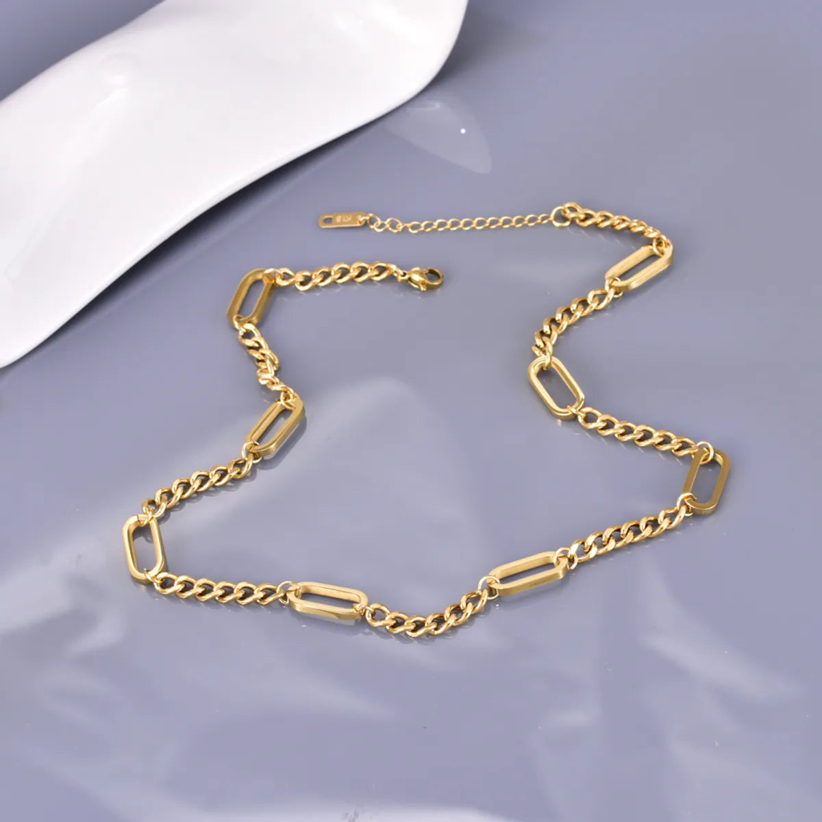 Wholesale Jewelry Elegant Simple Style Solid Color 304 Stainless Steel Titanium Steel 18K Gold Plated Plating Double Layer Necklaces