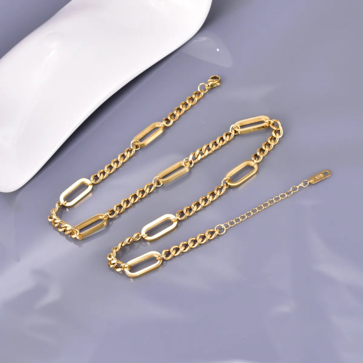 Wholesale Jewelry Elegant Simple Style Solid Color 304 Stainless Steel Titanium Steel 18K Gold Plated Plating Double Layer Necklaces