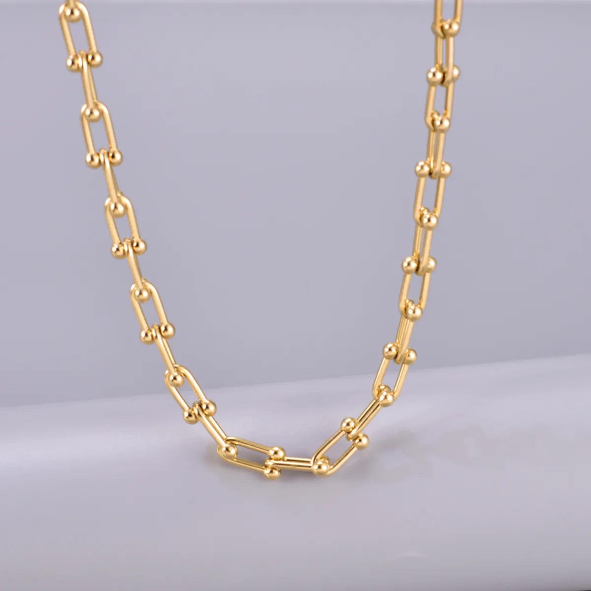 Wholesale Jewelry Elegant Simple Style Solid Color 304 Stainless Steel Titanium Steel 18K Gold Plated Plating Necklace