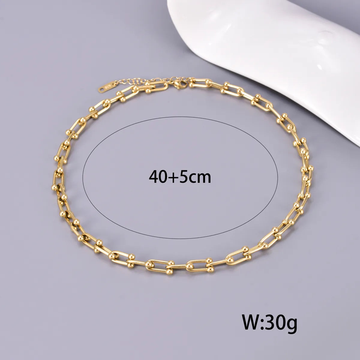 Wholesale Jewelry Elegant Simple Style Solid Color 304 Stainless Steel Titanium Steel 18K Gold Plated Plating Necklace