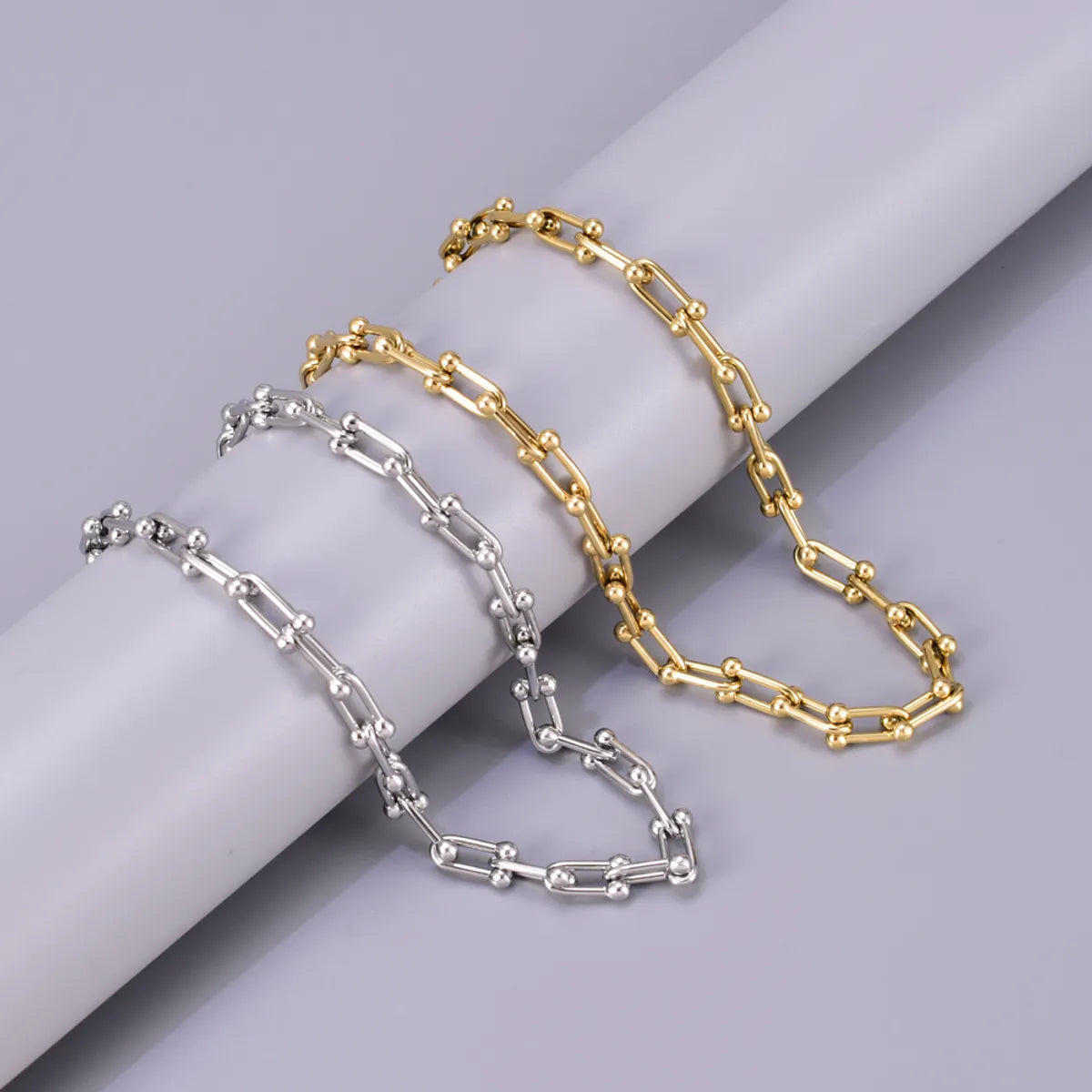 Wholesale Jewelry Elegant Simple Style Solid Color 304 Stainless Steel Titanium Steel 18K Gold Plated Plating Necklace