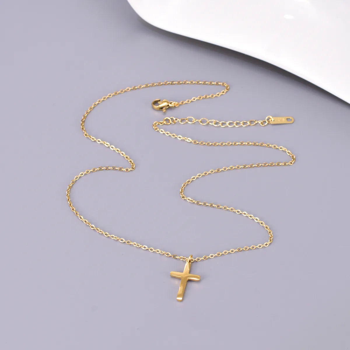 Wholesale Jewelry Elegant Simple Style Solid Color 304 Stainless Steel Titanium Steel 18K Gold Plated Plating Pendant Necklace