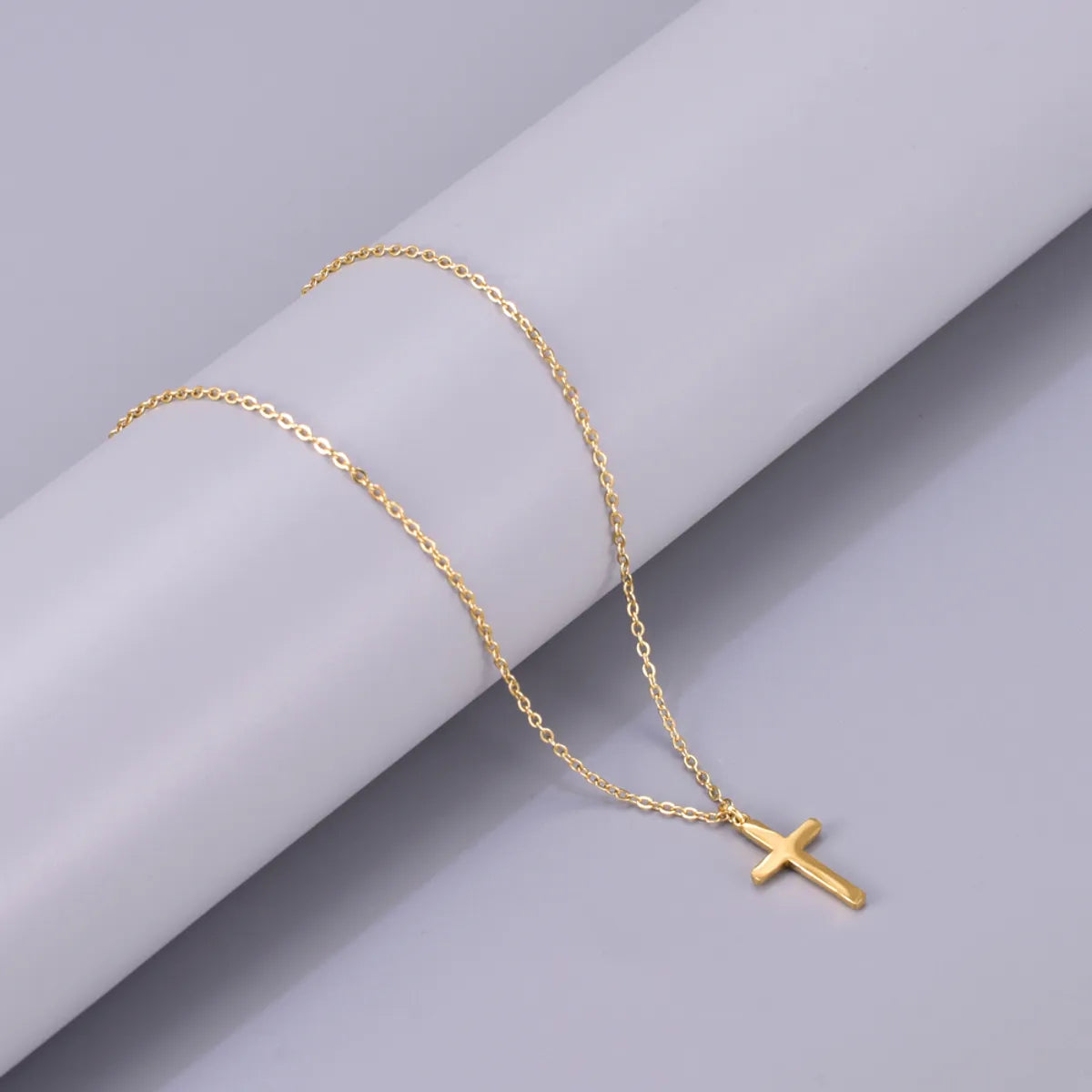 Wholesale Jewelry Elegant Simple Style Solid Color 304 Stainless Steel Titanium Steel 18K Gold Plated Plating Pendant Necklace