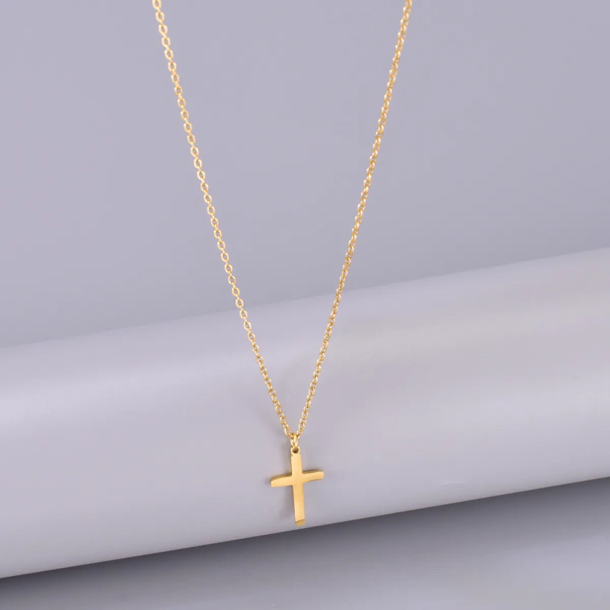 Wholesale Jewelry Elegant Simple Style Solid Color 304 Stainless Steel Titanium Steel 18K Gold Plated Plating Pendant Necklace