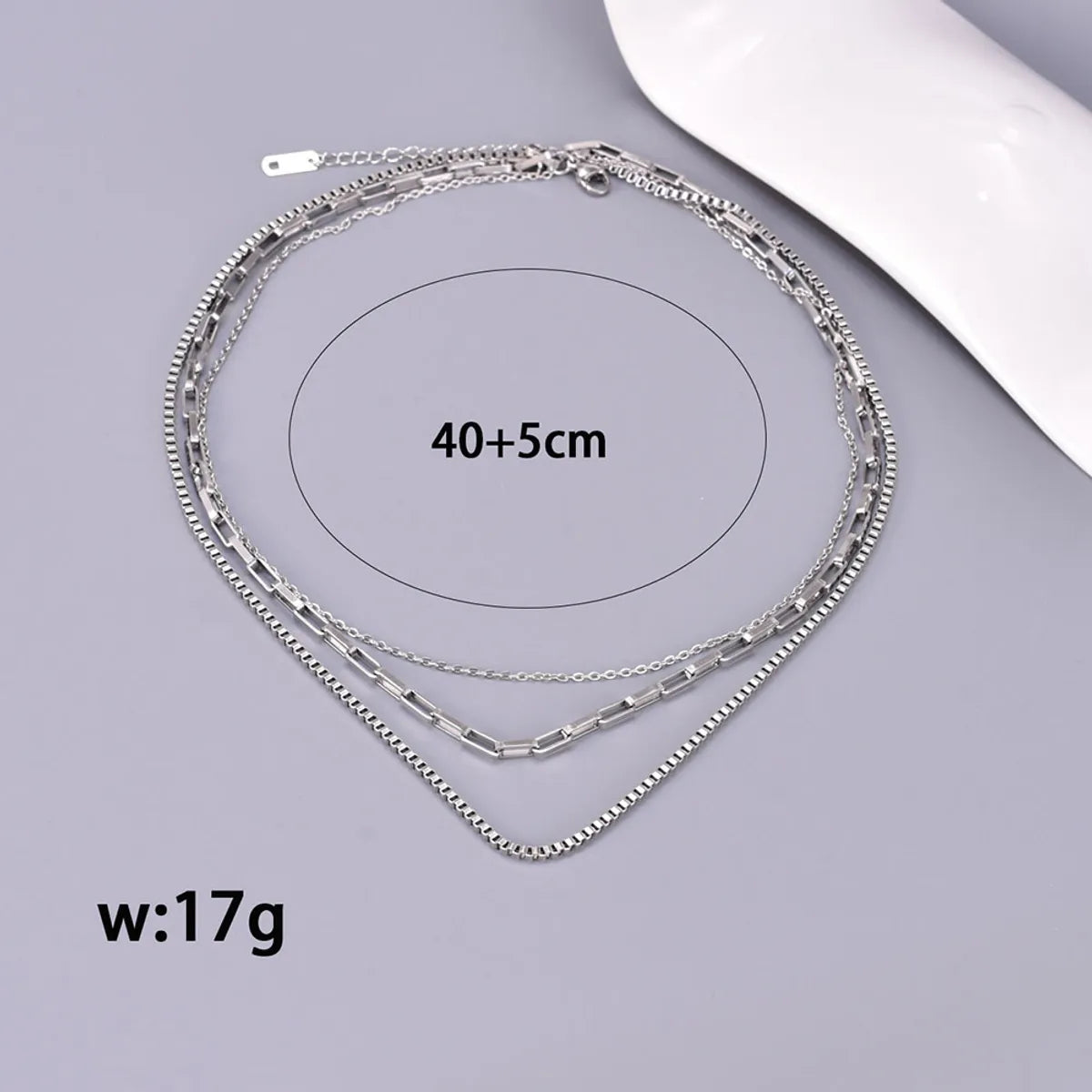 Wholesale Jewelry Elegant Simple Style Solid Color 304 Stainless Steel Titanium Steel 18K Gold Plated Plating Three Layer Necklace