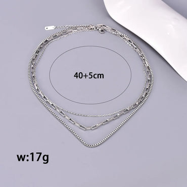 Wholesale Jewelry Elegant Simple Style Solid Color 304 Stainless Steel Titanium Steel 18K Gold Plated Plating Three Layer Necklace