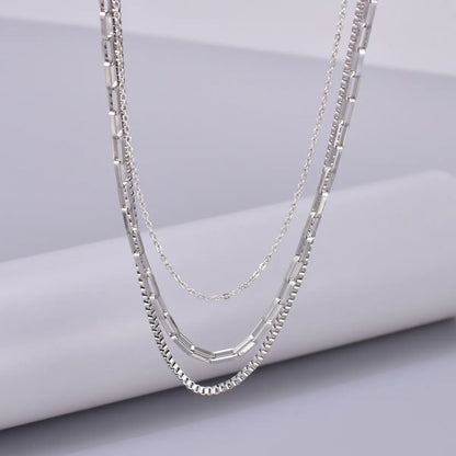 Wholesale Jewelry Elegant Simple Style Solid Color 304 Stainless Steel Titanium Steel 18K Gold Plated Plating Three Layer Necklace