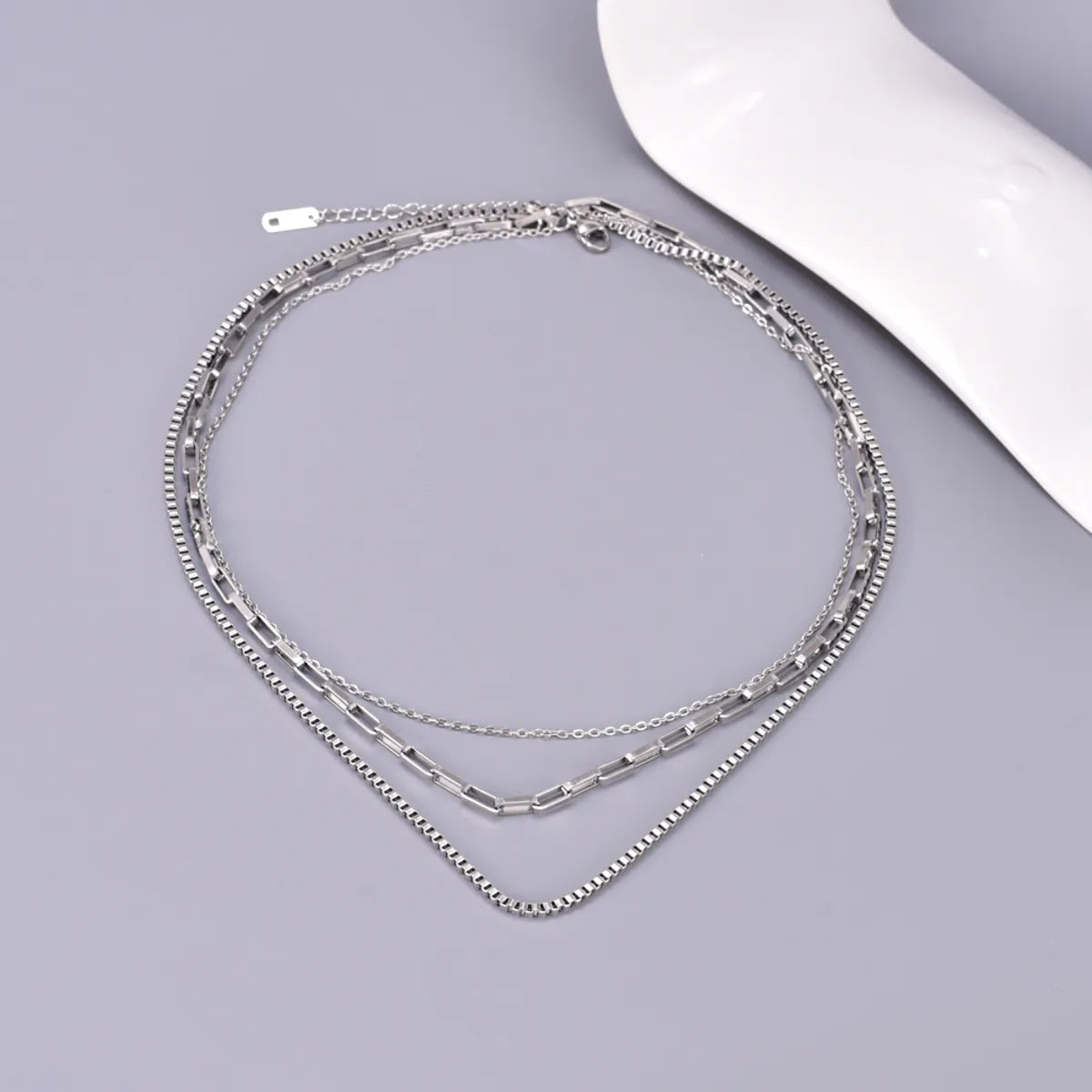 Wholesale Jewelry Elegant Simple Style Solid Color 304 Stainless Steel Titanium Steel 18K Gold Plated Plating Three Layer Necklace