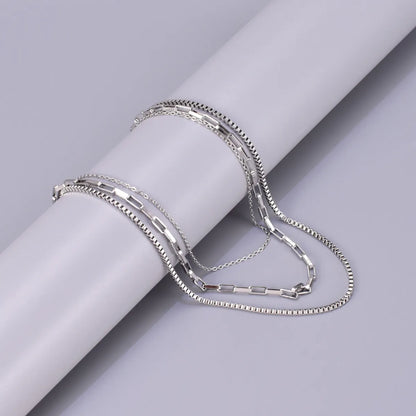 Wholesale Jewelry Elegant Simple Style Solid Color 304 Stainless Steel Titanium Steel 18K Gold Plated Plating Three Layer Necklace