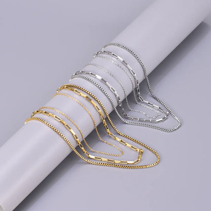 Wholesale Jewelry Elegant Simple Style Solid Color 304 Stainless Steel Titanium Steel 18K Gold Plated Plating Three Layer Necklace