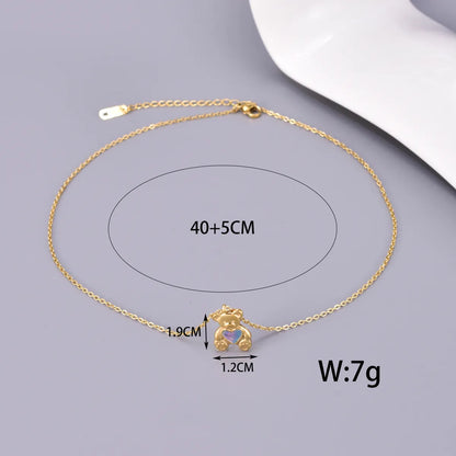 Wholesale Jewelry Elegant Simple Style Solid Color 304 Stainless Steel Titanium Steel Acrylic 18K Gold Plated Plating Inlay Pendant Necklace