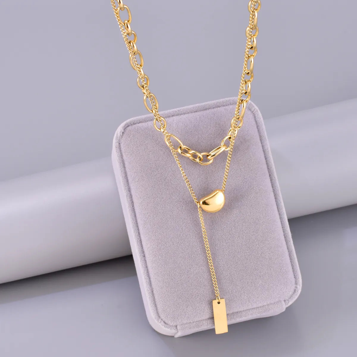 Wholesale Jewelry Elegant Simple Style Solid Color 304 Stainless Steel Titanium Steel Double Layer Necklaces