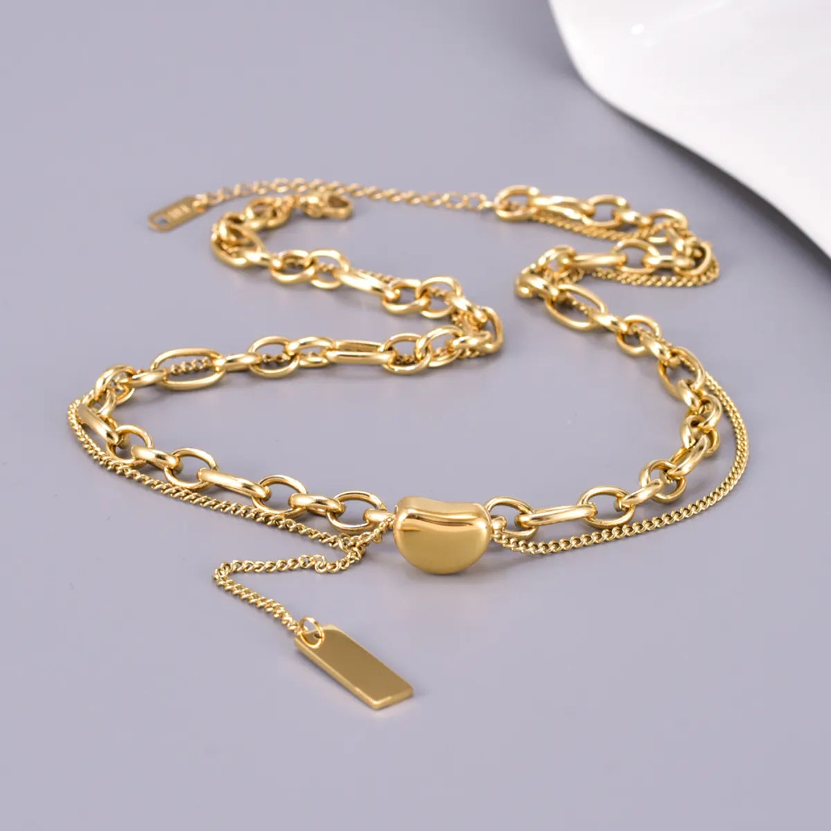 Wholesale Jewelry Elegant Simple Style Solid Color 304 Stainless Steel Titanium Steel Double Layer Necklaces