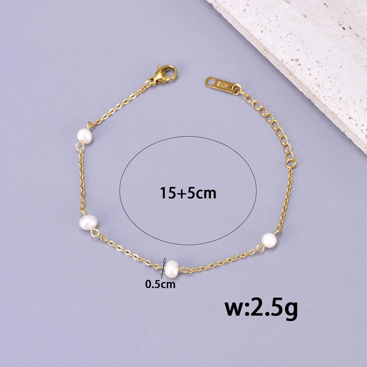 Wholesale Jewelry Elegant Simple Style Solid Color 304 Stainless Steel Titanium Steel Freshwater Pearl 18K Gold Plated Plating Inlay Bracelets Necklace