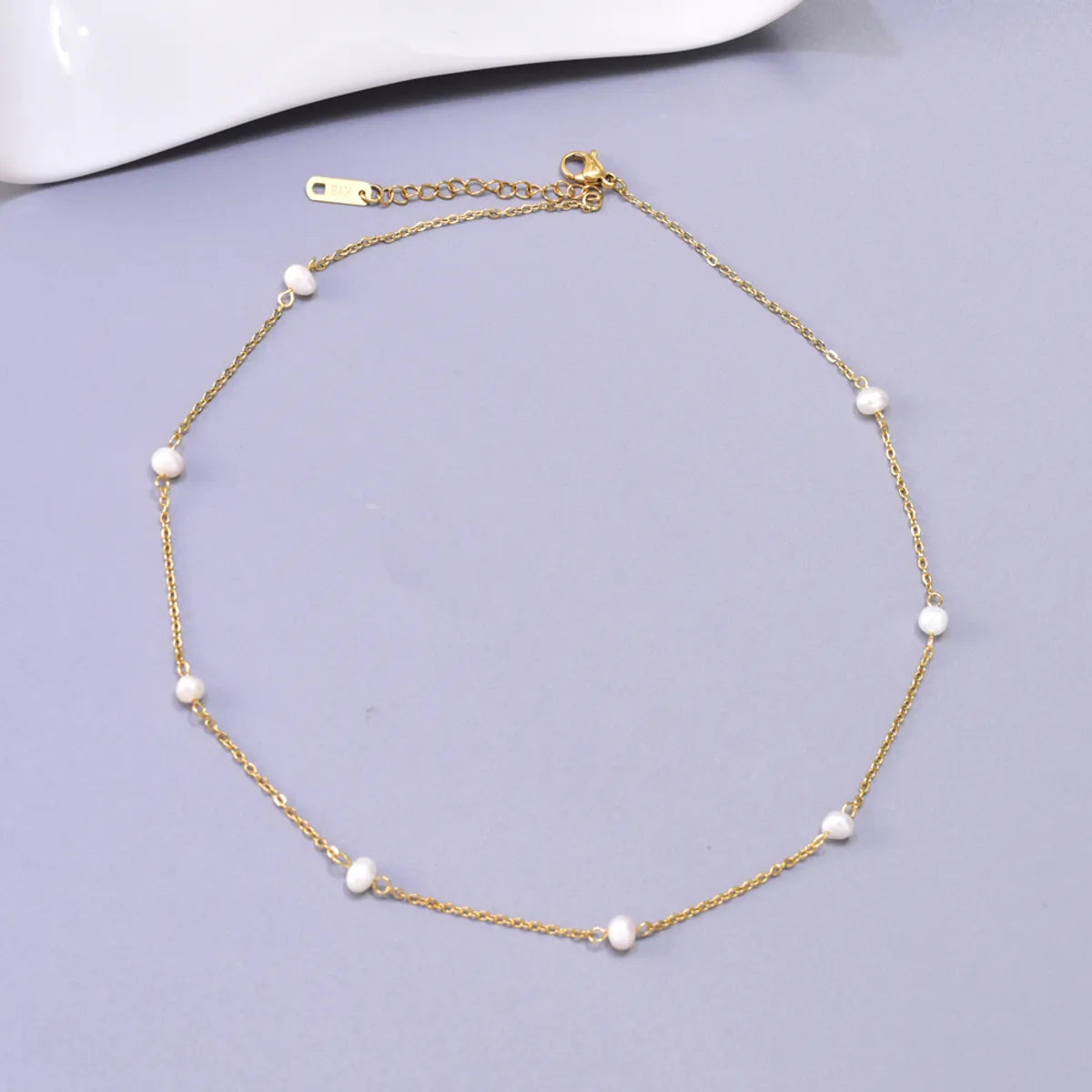 Wholesale Jewelry Elegant Simple Style Solid Color 304 Stainless Steel Titanium Steel Freshwater Pearl 18K Gold Plated Plating Inlay Bracelets Necklace