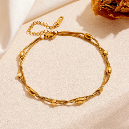 Wholesale Jewelry Elegant Simple Style Solid Color Titanium Steel 18K Gold Plated Bracelets Anklet Necklace