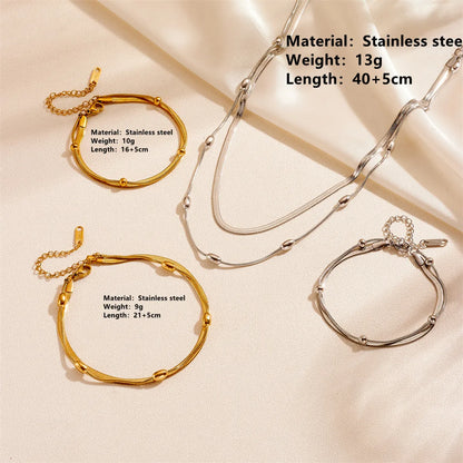 Wholesale Jewelry Elegant Simple Style Solid Color Titanium Steel 18K Gold Plated Bracelets Anklet Necklace