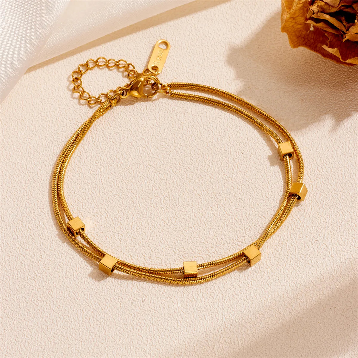 Wholesale Jewelry Elegant Simple Style Solid Color Titanium Steel 18K Gold Plated Bracelets Anklet Necklace