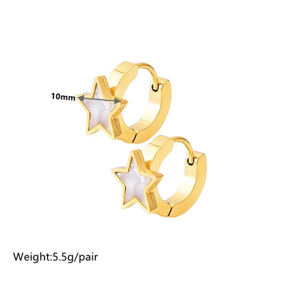 Wholesale Jewelry Elegant Simple Style Star Titanium Steel Acrylic 18K Gold Plated Inlay Earrings Anklet Necklace