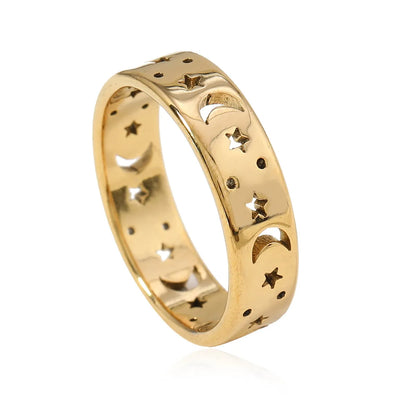 Wholesale Jewelry Elegant Star Moon Titanium Steel Rings