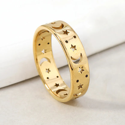 Wholesale Jewelry Elegant Star Moon Titanium Steel Rings