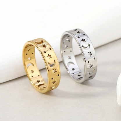 Wholesale Jewelry Elegant Star Moon Titanium Steel Rings