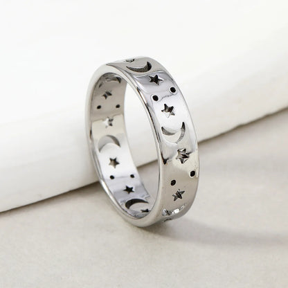 Wholesale Jewelry Elegant Star Moon Titanium Steel Rings