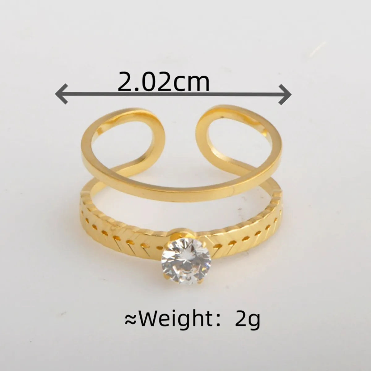 Wholesale Jewelry Elegant Streetwear Crown 304 Stainless Steel Rhinestones 18K Gold Plated Inlay Open Rings