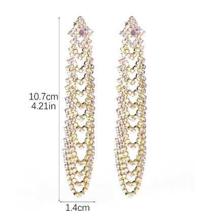 Wholesale Jewelry Elegant Streetwear Geometric Rhinestone Drop Earrings