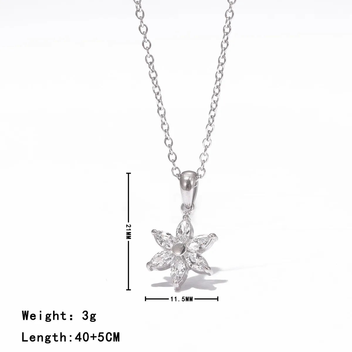 Wholesale Jewelry Elegant Sweet Simple Style Flower 304 Stainless Steel Zircon White Gold Plated Gold Plated Pendant Necklace