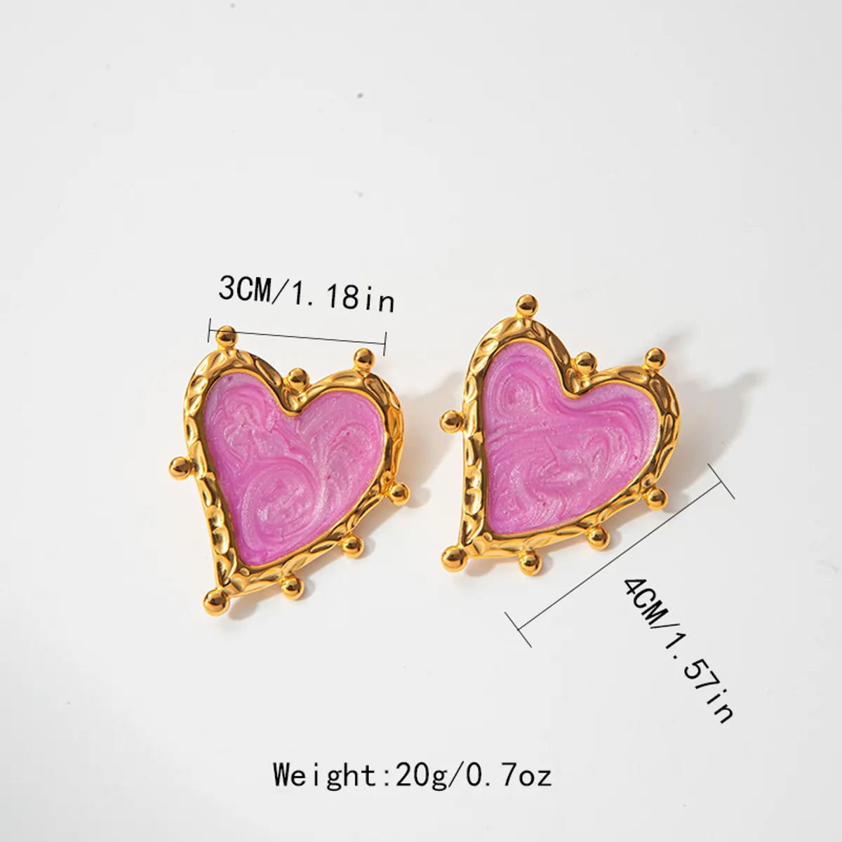 Wholesale Jewelry Elegant Sweet Simple Style Heart Shape 304 Stainless Steel 14K Gold Plated Enamel Rings Earrings