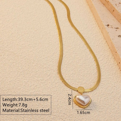 Wholesale Jewelry Elegant Sweet Simple Style Heart Shape 304 Stainless Steel 18K Gold Plated Plating Earrings Necklace