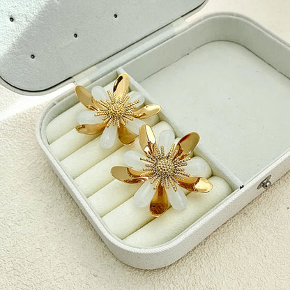 Wholesale Jewelry Elegant Sweet Streetwear Flower 304 Stainless Steel 14K Gold Plated Plating Rings Earrings