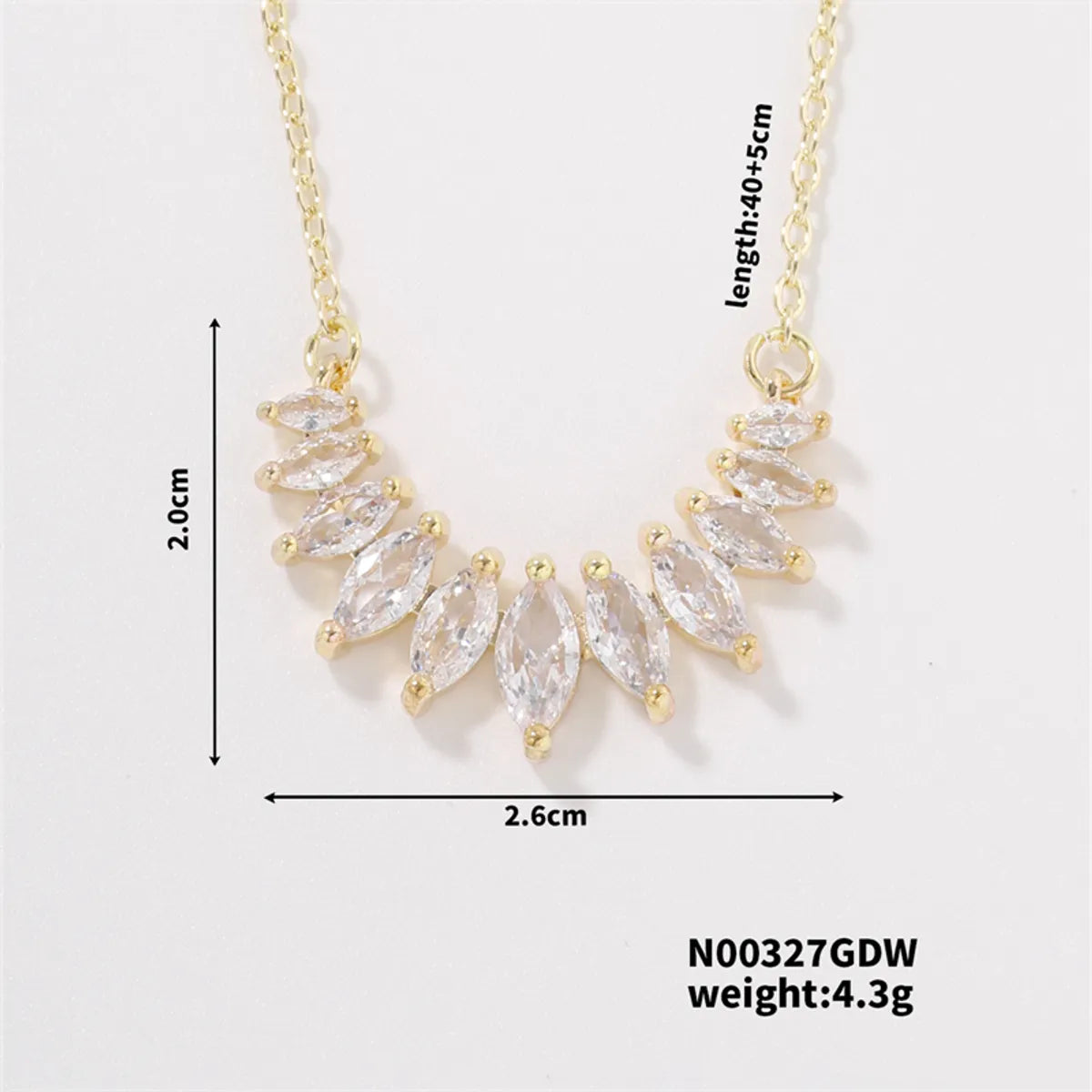 Wholesale Jewelry Elegant Sweet Water Droplets Petal 304 Stainless Steel Copper Zircon K Gold Plated Rhodium Plated Plating Inlay Pendant Necklace