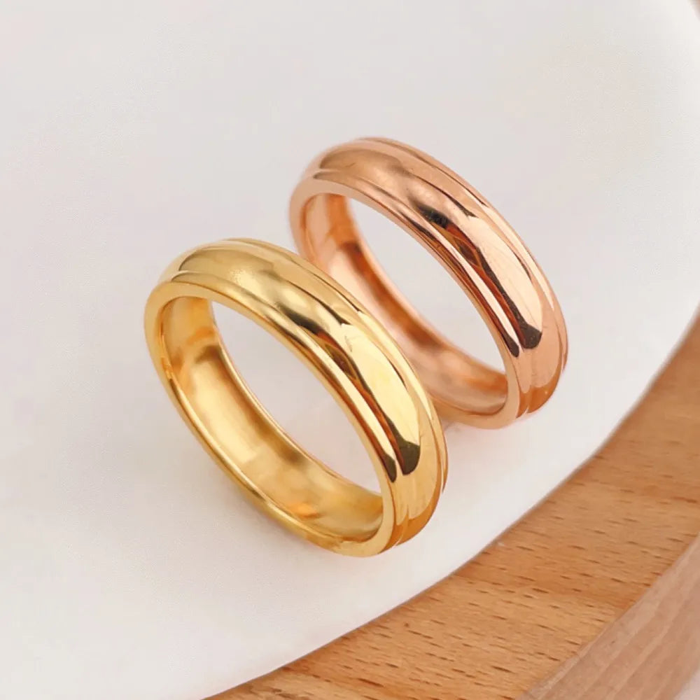 Wholesale Jewelry Elegant Vacation Modern Style Round 304 Stainless Steel 18K Gold Plated Rings