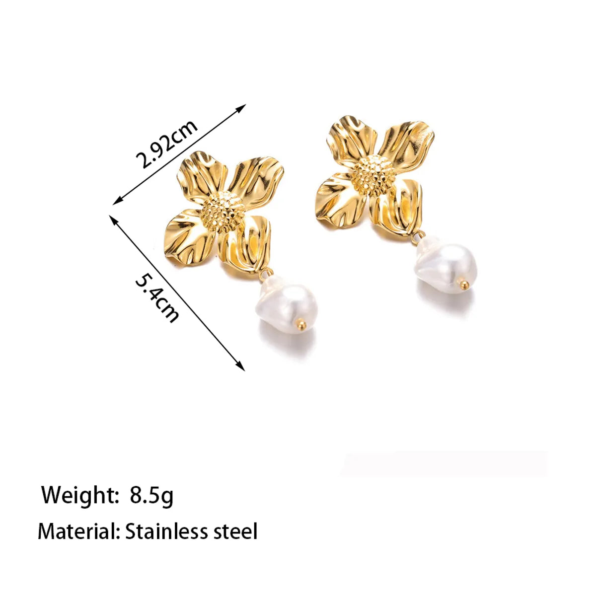 Wholesale Jewelry Elegant Vintage Style Classic Style Flower 304 Stainless Steel Plastic 18K Gold Plated Polishing Plating Earrings Necklace