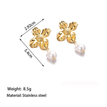 Wholesale Jewelry Elegant Vintage Style Classic Style Flower 304 Stainless Steel Plastic 18K Gold Plated Polishing Plating Earrings Necklace