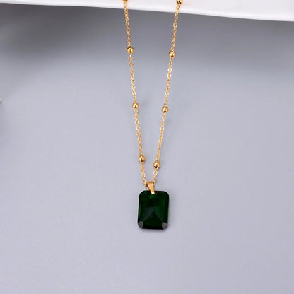 Wholesale Jewelry Emerald Big Zircon Square Pendant Fashion Necklace Gooddiy