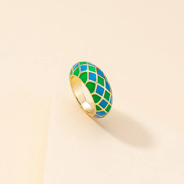 Wholesale Jewelry Enamel Glaze Plaid Ring Gooddiy