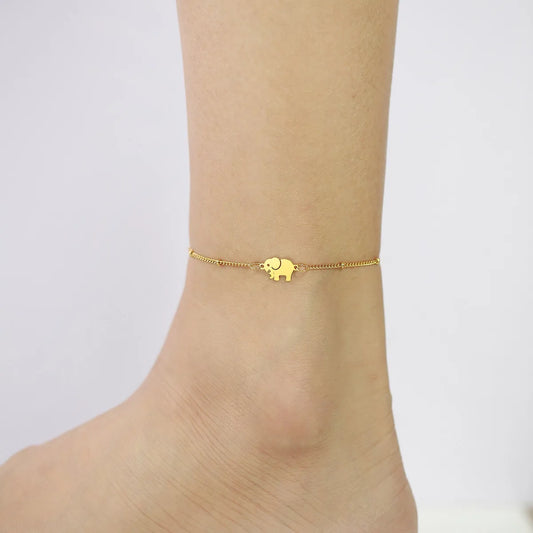 Wholesale Jewelry Ethnic Style Animal Elephant Titanium Steel Gold Plated Anklet