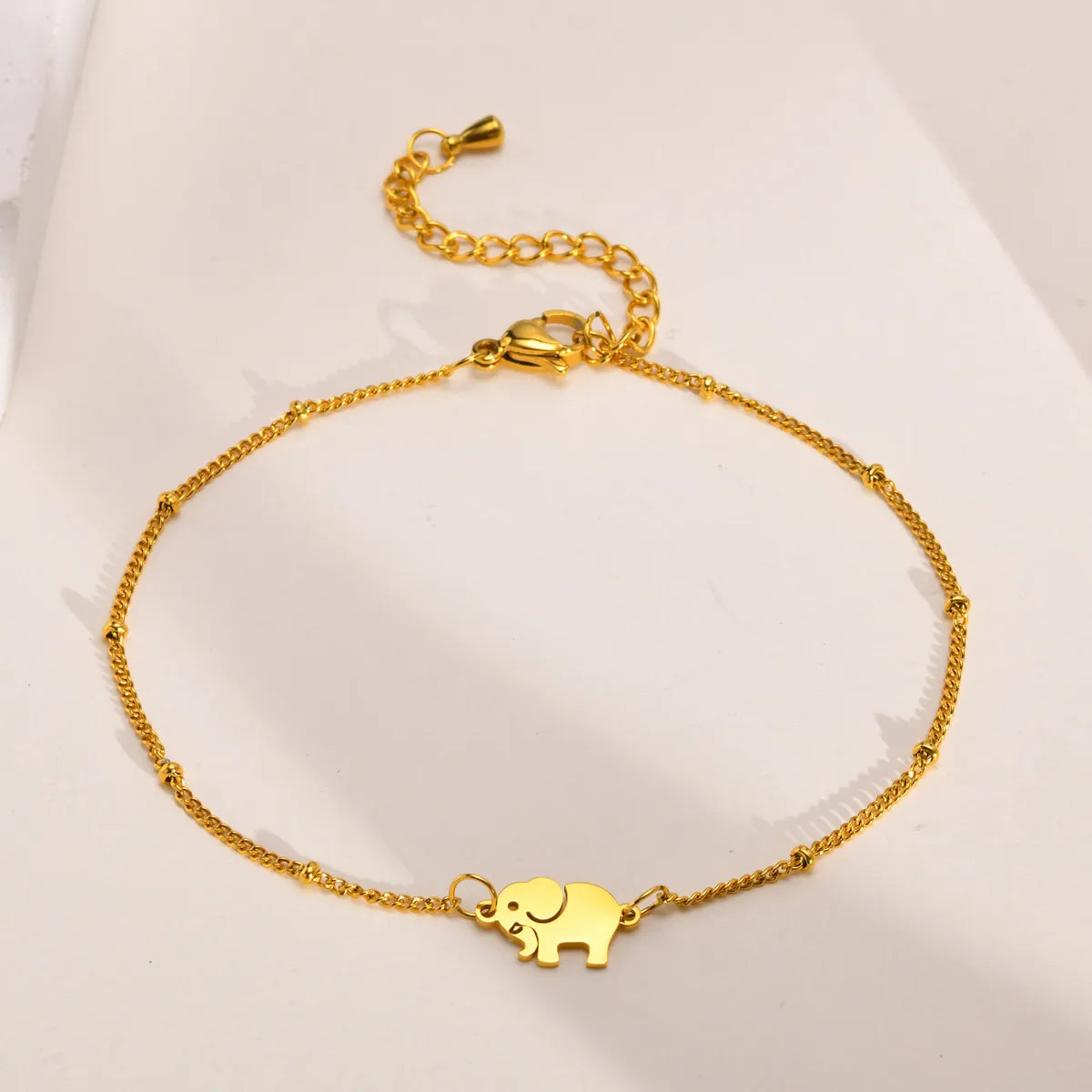 Wholesale Jewelry Ethnic Style Animal Elephant Titanium Steel Gold Plated Anklet