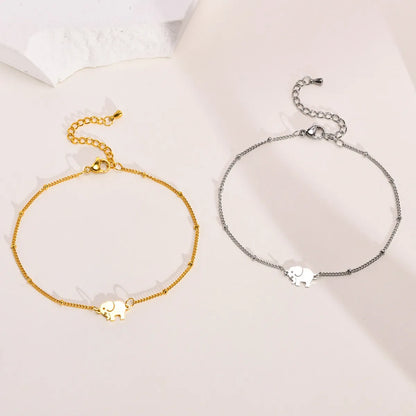 Wholesale Jewelry Ethnic Style Animal Elephant Titanium Steel Gold Plated Anklet