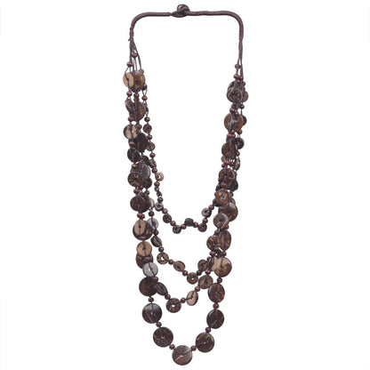 Wholesale Jewelry Ethnic Style Bohemian Geometric Wooden Beads Coconut Shell Charcoal Beaded Necklace