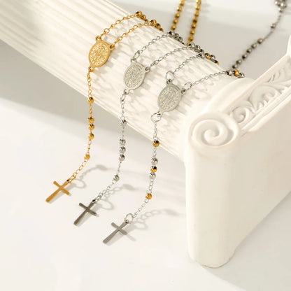 Wholesale Jewelry Ethnic Style Cross Titanium Steel Plating Necklace