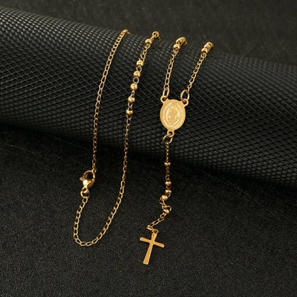 Wholesale Jewelry Ethnic Style Cross Titanium Steel Plating Necklace