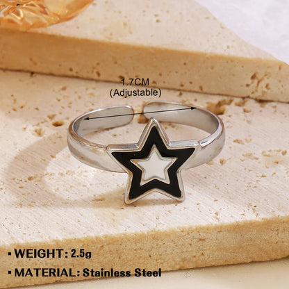 Wholesale Jewelry Ethnic Style Geometric Star Heart Shape Stainless Steel Plating Open Rings