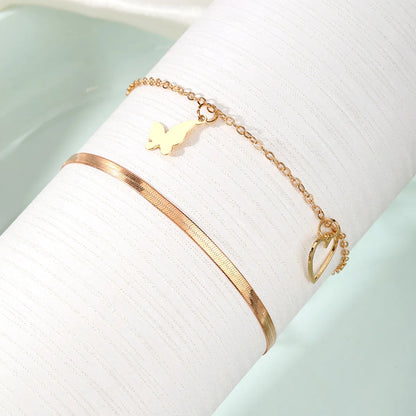 Wholesale Jewelry Ethnic Style Heart Shape Butterfly Alloy Anklet