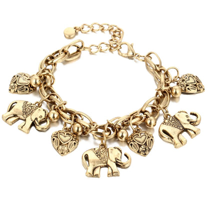 Wholesale Jewelry Ethnic Style Heart Shape Solid Color Elephant Alloy Anklet