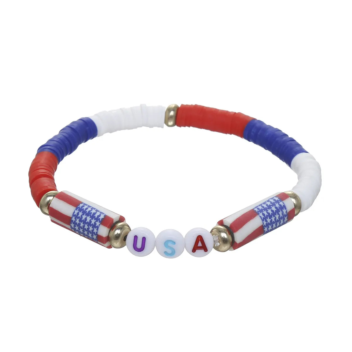 Wholesale Jewelry Ethnic Style Letter American Flag Soft Clay Bracelets